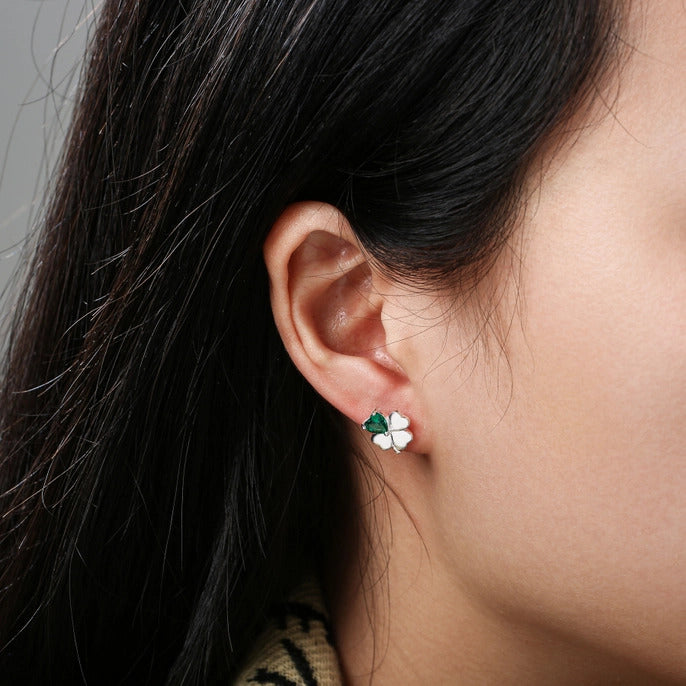 Silver Green Earrings Euroflea 
